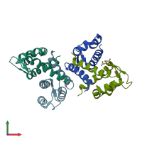 PDB entry 2wc8 coloured by chain, front view.