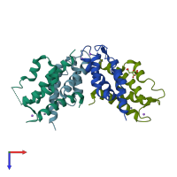 PDB entry 2wc8 coloured by chain, top view.