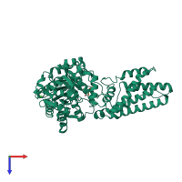 PDB entry 2wca coloured by chain, top view.