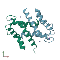 PDB entry 2wcb coloured by chain, front view.