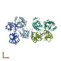 PDB entry 2wct coloured by chain, front view.