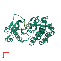 PDB entry 2wd1 coloured by chain, top view.