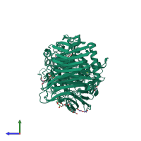 PDB entry 2wda coloured by chain, side view.