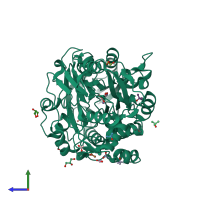 PDB entry 2wdc coloured by chain, side view.