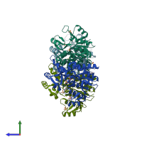 PDB entry 2we4 coloured by chain, side view.