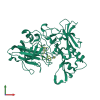 PDB entry 2wez coloured by chain, front view.