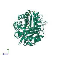 PDB entry 2whk coloured by chain, side view.