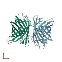 PDB entry 2wiq coloured by chain, front view.