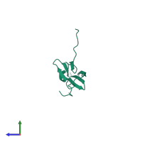 PDB entry 2wj5 coloured by chain, side view.