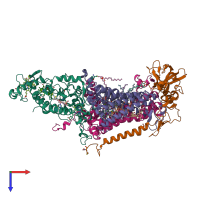 PDB entry 2wjm coloured by chain, top view.