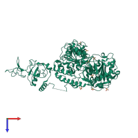 PDB entry 2wjy coloured by chain, top view.