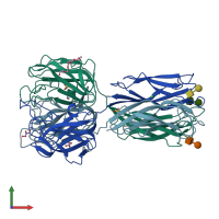 PDB entry 2wn3 coloured by chain, front view.