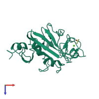 PDB entry 2wnp coloured by chain, top view.