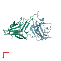 PDB entry 2wo1 coloured by chain, top view.