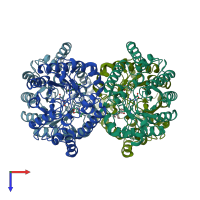 PDB entry 2wpb coloured by chain, top view.