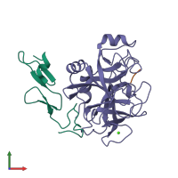 PDB entry 2wpj coloured by chain, front view.