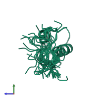 PDB entry 2wqg coloured by chain, ensemble of 25 models, side view.
