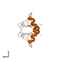 Insulin B chain in PDB entry 2wrv, assembly 1, side view.