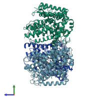 PDB entry 2wsx coloured by chain, side view.