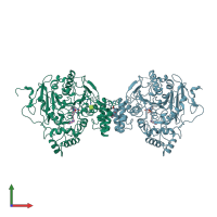 PDB entry 2wu4 coloured by chain, front view.