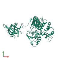 PDB entry 2wv9 coloured by chain, front view.