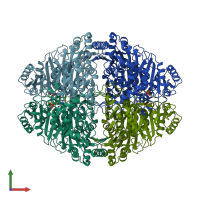 PDB entry 2wvg coloured by chain, front view.