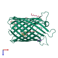 PDB entry 2wvp coloured by chain, top view.