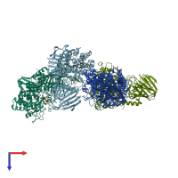 PDB entry 2ww1 coloured by chain, top view.