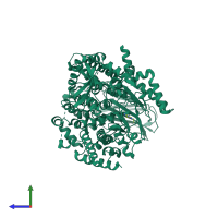 PDB entry 2wxm coloured by chain, side view.