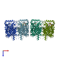 PDB entry 2wya coloured by chain, top view.