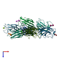 PDB entry 2wyf coloured by chain, top view.