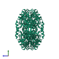 Enoyl-[acyl-carrier-protein] reductase [NADH] in PDB entry 2wyw, assembly 1, side view.