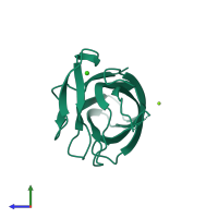 PDB entry 2wz8 coloured by chain, side view.