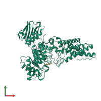 Monomeric assembly 1 of PDB entry 2wzh coloured by chemically distinct molecules, front view.