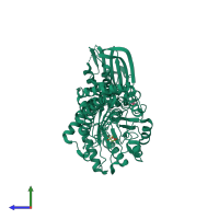 PDB entry 2wzh coloured by chain, side view.