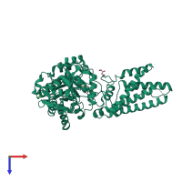 PDB entry 2wzh coloured by chain, top view.