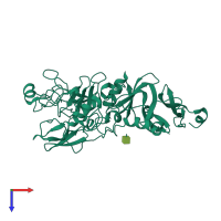 Monomeric assembly 1 of PDB entry 2x2z coloured by chemically distinct molecules, top view.