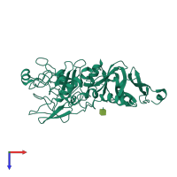 Monomeric assembly 2 of PDB entry 2x2z coloured by chemically distinct molecules, top view.