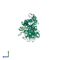 Monomeric assembly 4 of PDB entry 2x2z coloured by chemically distinct molecules, side view.