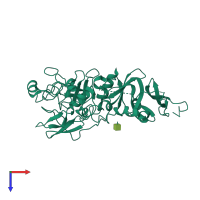 Monomeric assembly 4 of PDB entry 2x2z coloured by chemically distinct molecules, top view.