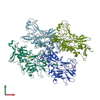 PDB entry 2x2z coloured by chain, front view.