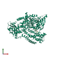 PDB entry 2x38 coloured by chain, front view.