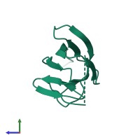 PDB entry 2x5p coloured by chain, side view.