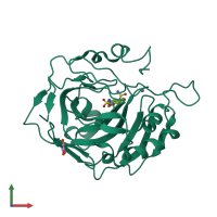 PDB entry 2x7t coloured by chain, front view.