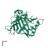 PDB entry 2x7t coloured by chain, top view.