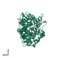 PDB entry 2x91 coloured by chain, side view.