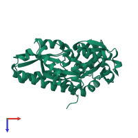 PDB entry 2xa5 coloured by chain, top view.