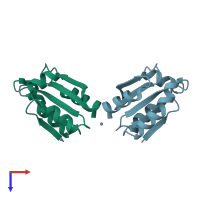 PDB entry 2xbq coloured by chain, top view.