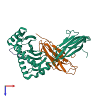 PDB entry 2xfx coloured by chain, top view.