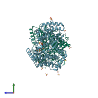 PDB entry 2xhu coloured by chain, side view.